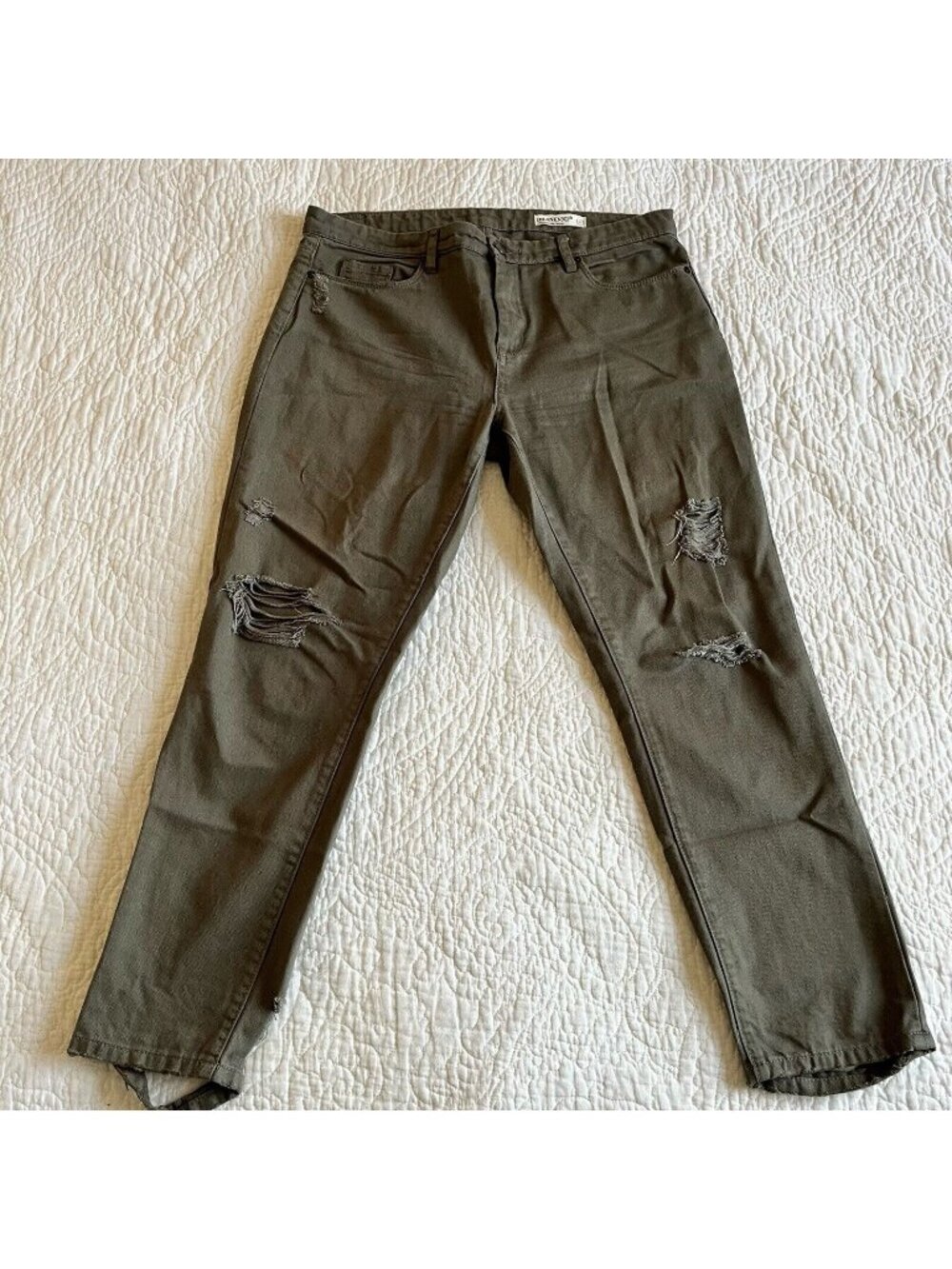 BLANKNYC Womens Pants Girlfriend Jeans Dark Green Distressed Size 31